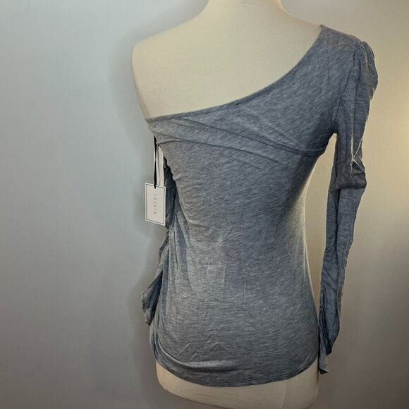 1.STATE Women's Grey Twilight Hour One Shoulder Ruffled Top - Size XS - NWT $59 - Picture 3 of 3